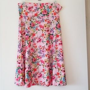 Pink Spring Floral LuLaRoe Azure Skirt Sz L NWT